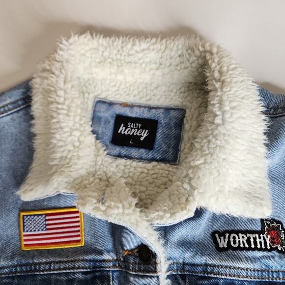 Salty Honey‎ Sherpa Jean Jacket Limited Edition Size L - Picture 5 of 12